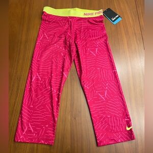Nike pro dri fit pink pattern capris